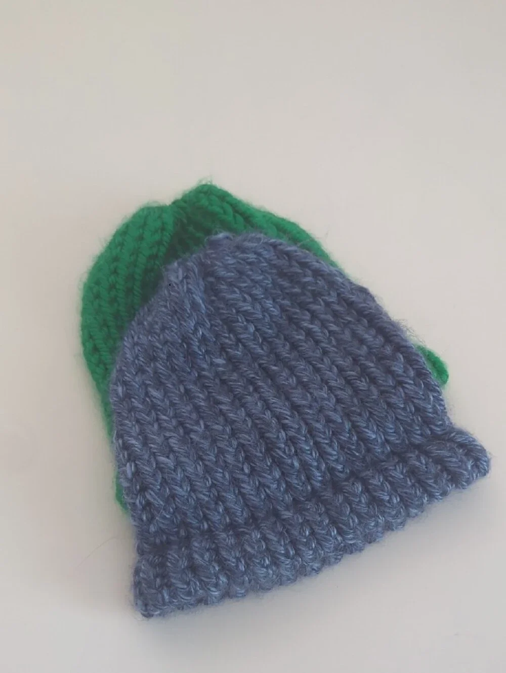 Kids Knit Beanie Hat Set - Green & Blue